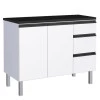 Balcão Para Cozinha de Aço 2 Portas 3 Gavetas e Porta Tempero Gaia 120cm Com Tampo Cozimax Branco 
