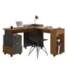 Mesa em L Para Escritório Quarto Computador 138x144cm Alessa Lukaliam Amêndoa/Chumbo
