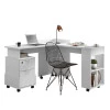 Mesa em L Para Escritório Quarto Computador 138x144cm Alessa Lukaliam Branco
