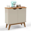 Buffet Aparador Pequeno 2 Portas 81cm Prism Patrimar Off White/Cinamomo