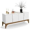Buffet Balcão Para Sala de Jantar 168cm 4 Portas Amalfi Lukaliam Branco/Canela