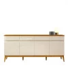 Buffet Grande 190cm Para Sala Estar Jantar 4 Portas 4 Gavetas Dinner 1.9 EAX Off White/Cedro