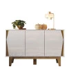 Balcão Buffet 3 Portas 123cm Surina EAX Móveis Off White/Canela