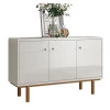 Buffet Balcão Sala 3 Portas 120cm Catar Lukaliam Off White Perolizado/Tauari