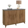 Buffet Aparador 137cm 3 Portas Tampo de Vidro Diamante RV Móveis Cinamomo/Grafite