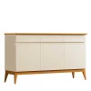 Buffet 140cm Sala Jantar 3 Portas 3 Gavetas Magnum EDN Off White/Cedro