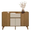 Buffet Aparador Sala 136cm 4 Portas 1 Gaveta Prata RV Móveis Cinamomo/Off White