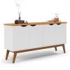 Buffet Aparador 160cm 4 Portas Pés Madeira Prism Patrimar Branco/Cinamomo
