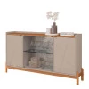 Buffet Cristaleira 1.7 Porta de Vidro Sala de Jantar Bari Casa D Off White/Cedro
