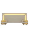 Cabeceira Para Cama Box de Casal Queen e King com 2 Mesas de Cabeceiras Innova Gelius Off White