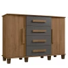 Cômoda Com Sapateira Grande 4 Gavetas 136cm Barcelona RV Móveis Cinamomo/Grafite