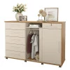 Cômoda Grande Portas de Correr Espelho 176cm Max New Lukaliam Freijo/Off White