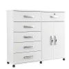 Cômoda Sapateira 1 Porta 6 Gavetas 126cm Platina Lukaliam Branco
