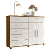 Cômoda Sapateira 1 Porta 6 Gavetas 126cm Platina Lukaliam Freijo/Off White