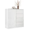 Cômoda Compacta 4 Gavetas Sapateira Rodízios Vênus Lukaliam Branco