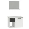 Conjunto Para Banheiro Aço Gabinete com Espelho Açai 60 Cozimax Branco/Preto