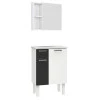 Conjunto Para Banheiro Aço Araça 60 Espelho Ameixa Cozimax Branco/Preto
