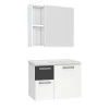 Conjunto Para Banheiro Aço Gabinete Kiwi 60 Espelho Ameixa Cozimax Branco/Preto