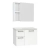 Conjunto Para Banheiro Aço Gabinete Kiwi 60 Espelho Ameixa Cozimax Branco