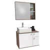 Conjunto de Banheiro Gabinete Caeté 60 com Cuba Cubo e Espelho Cozimax Branco/Tamarindo