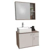 Conjunto de Banheiro Gabinete Caeté 60 com Cuba Cubo e Espelho Cozimax Nude/Tamarindo