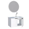 Conjunto Para Banheiro Aço Gabinete Parati 60 Com Lavatório e Espelho Luna Cozimax Branco