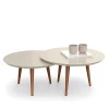 Conjunto com 2 Mesas de Centro Redonda Luna Patrimar Off White