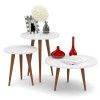 Conjunto com 3 Mesas Apoio Lateral e Centro Redonda Legs Patrimar Branco