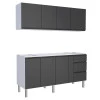 Cozinha Completa Gabinete Para Pia e Armário Aéreo Gaia 180cm Cozimax Preto