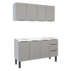 Cozinha Completa Gabinete Para Pia 150cm e Armário Aéreo Júpiter Cozimax Cinza Argila