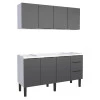 Cozinha Completa Gabinete Para Pia 160cm e Armário Aéreo Júpiter Cozimax Preto