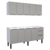 Cozinha Completa Gabinete Para Pia 180cm e Armário Aéreo Júpiter Cozimax Cinza Argila