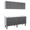 Cozinha Completa Gabinete Para Pia 180cm e Armário Aéreo Júpiter Cozimax Preto