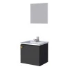 Conjunto Gabinete Para Banheiro Aço com Espelho Amêndoa 40 Cozimax Preto