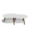 Conjunto Com 2 Mesas de Centro Redonda Classic Imcal Branco