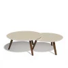 Conjunto Com 2 Mesas de Centro Redonda Classic Imcal Off White