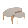 Conjunto de Mesa de Centro Florida 105cm e 55cm Lukaliam Off White/Freijo