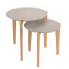 Conjunto de Mesa Lateral Florida 50cm e 60cm Lukaliam Off White/Freijo