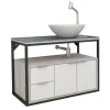 Gabinete Para Banheiro Apoema 80 com Cuba Cuia Cozimax Branco/Calcare
