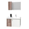 Conjunto Para Banheiro Madeira Gabinete e Espelho Moara 60 Cozimax Branco/Tamarindo
