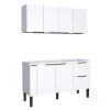 Cozinha Completa de Madeira Gabinete Para Pia 150cm e Armário Aéreo Cisne Cozimax Branco