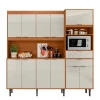 Cozinha Completa 200x200cm 11 Portas 2 Gavetas Bahamas Lukaliam Jequitiba/Off White