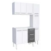 Cozinha Completa de Aço Gabinete Para Pia 120cm com Aéreo e Paneleiro Vênus Cozimax Branco/Preto