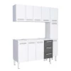 Cozinha Completa de Aço Gabinete Para Pia 150cm com Aéreo e Paneleiro Vênus Cozimax Branco/Preto