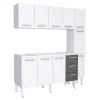 Cozinha Completa de Aço Gabinete Para Pia 160cm com Aéreo e Paneleiro Vênus Cozimax Branco/Preto