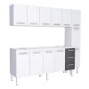 Cozinha Completa de Aço Gabinete Para Pia 200cm com Aéreo e Paneleiro Vênus Cozimax Branco/Preto