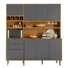 Cozinha Completa 180cm 8 Portas 2 Gaveta Viena Lukaliam Tauari/Cinza
