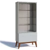 Cristaleira Moderna 73x165 Classic 1G com LED 1 Gaveta Imcal Branco