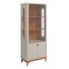 Cristaleira de Vidro e Madeira Sem Espelho 180x74cm Jade Lukaliam Off White/Jequitiba