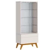 Cristaleira Moderna 73x165 Classic 1G com LED 1 Gaveta Imcal Off White